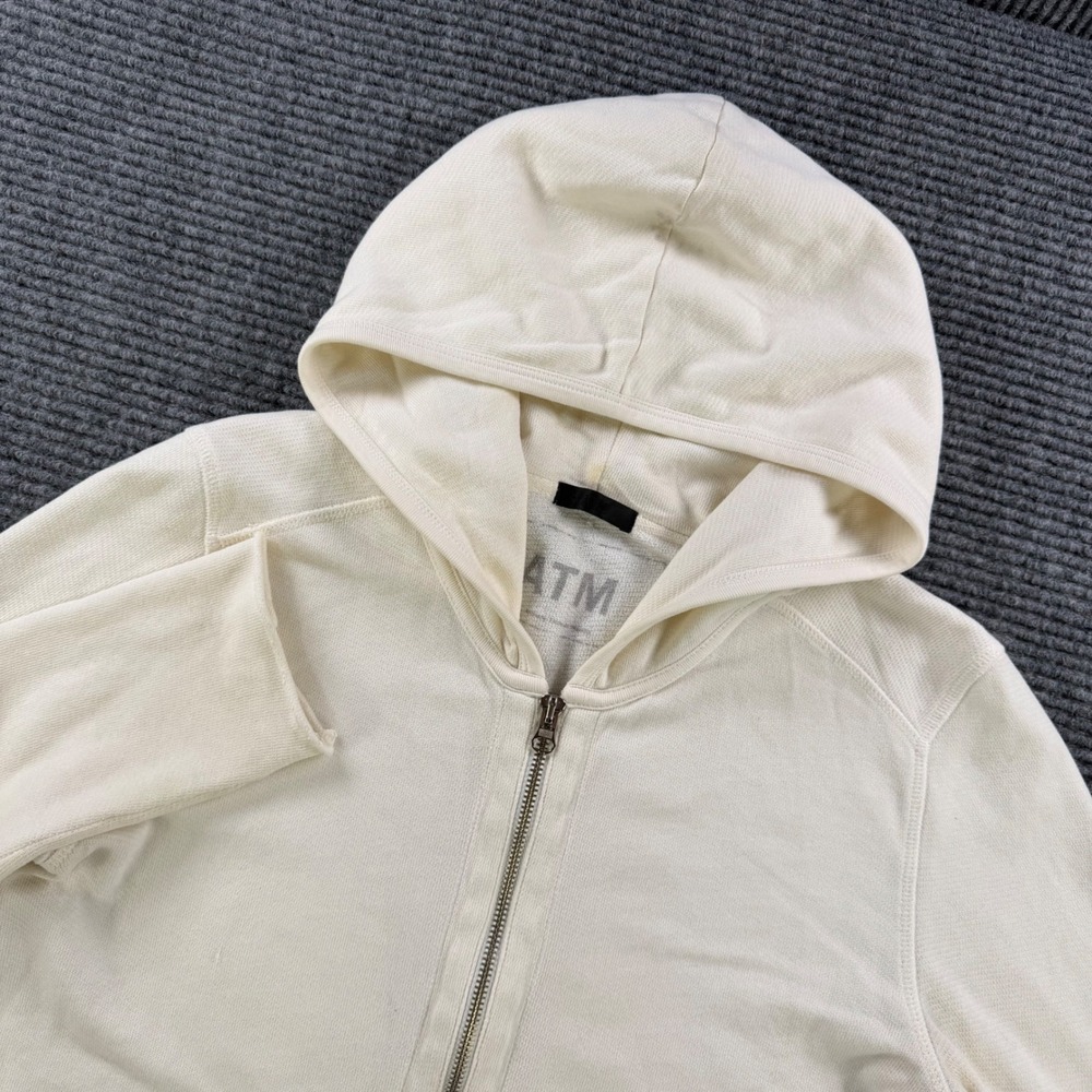 ATM Anthony Thomas Melillo Womens Small Cream Cotton French Terry Zip Up Hoodie